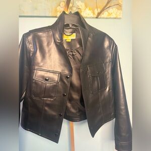 NWT MICHAEL Michael Kors Faux Leather Jacket Women's Small Black Lined NWT